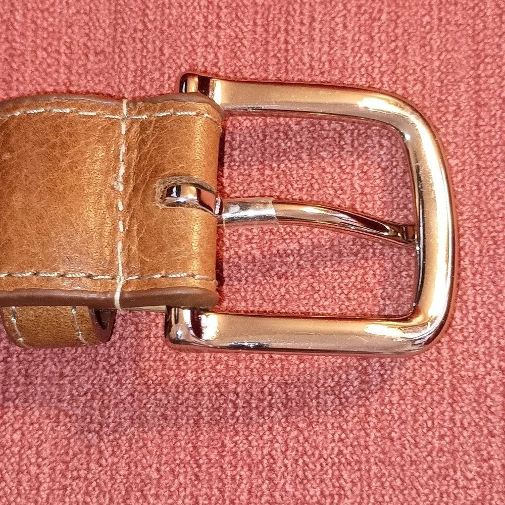 Donald Ross Navy Red Plaid men's Cotton Leather Belt 36